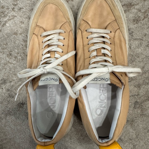 Oncept Shoes - ONCEPT Women's Tan Leather Low-Top Sneakers